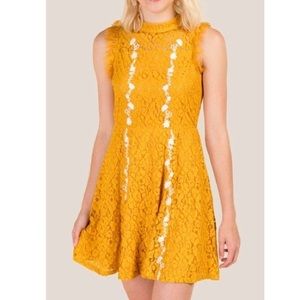 Francesca’s Lace Sleeveless Mock Neck Dress